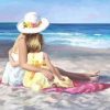 Mother And Daughter In Beach Paint by number
