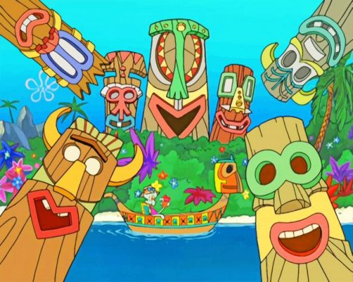 Squidward Tiki Land Paint by numbers
