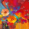 Abstract Poppies paint by numbers