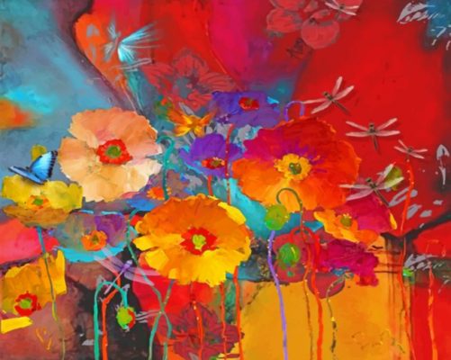 Abstract Poppies - Paint By Numbers - Num Paint Kit