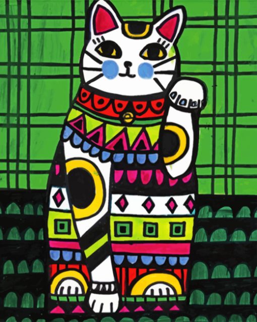 Aesthetic Cat Folk Art Paint by numbers