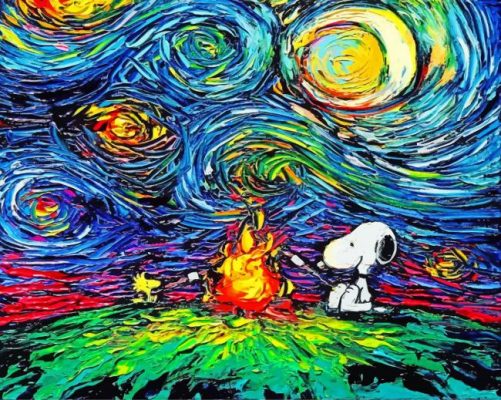 Aesthetic Snoopy Starry Night  Paint by numbers