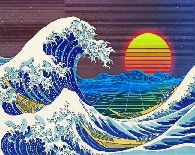 Aesthetic Great Wave - Paint By Numbers - Num Paint Kit
