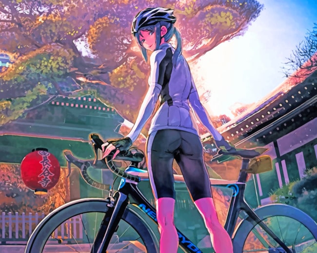 Anime Girl With Bicycle - Paint By Numbers - NumPaint - Paint by numbers