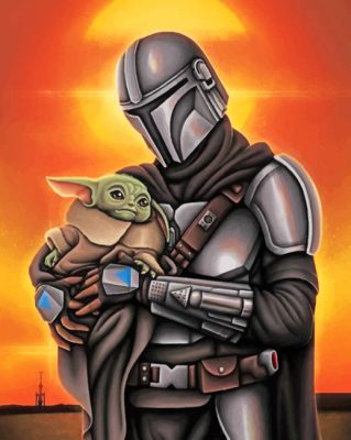 Baby Yoda And The Mandalorian - Paint By Numbers - Num Paint Kit