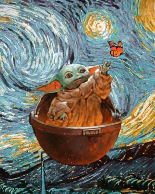 Baby Yoda Starry Night Paint by numbers