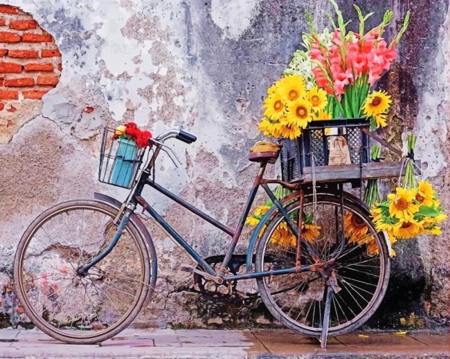 Bicycle With Flowers Paint by numbers