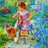 Cat And Girl Impressionist Paint by numbers