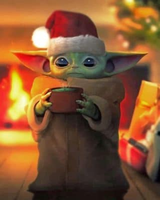 Christmas Baby Yoda - Paint By Numbers - Num Paint Kit