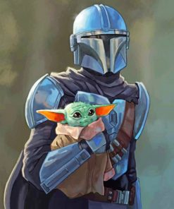 Cute Baby Yoda And Mandalorian Paint by numbers