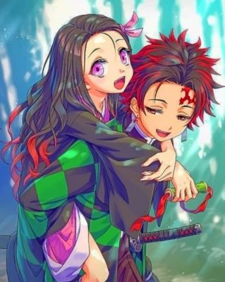 Cute Demon Slayer Anime - Paint By Numbers - NumPaint - Paint by numbers