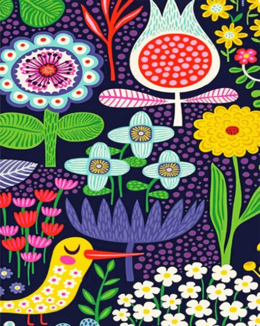 Folk Art Flowers And Birds Paint by numbers