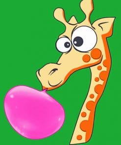 Giraffe Blowing Bubblegum Paint by numbers