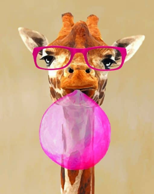 Giraffe With Bubblegum Paint by numbers