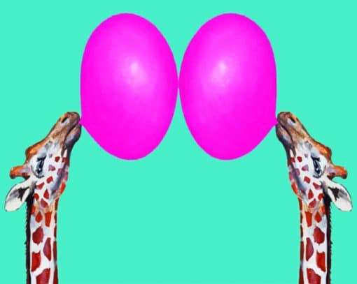 Giraffes With Bubblegum Paint by numbers