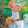 Girl Drinking Milk Impressionist paint by numbers