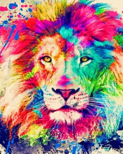 colorful lion Paint by numbers