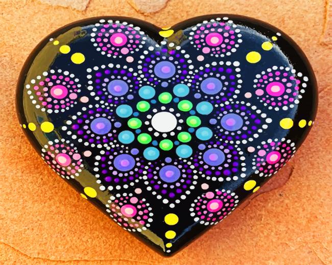 Mandala Black Heart - Paint By Numbers - NumPaint - Paint by numbers