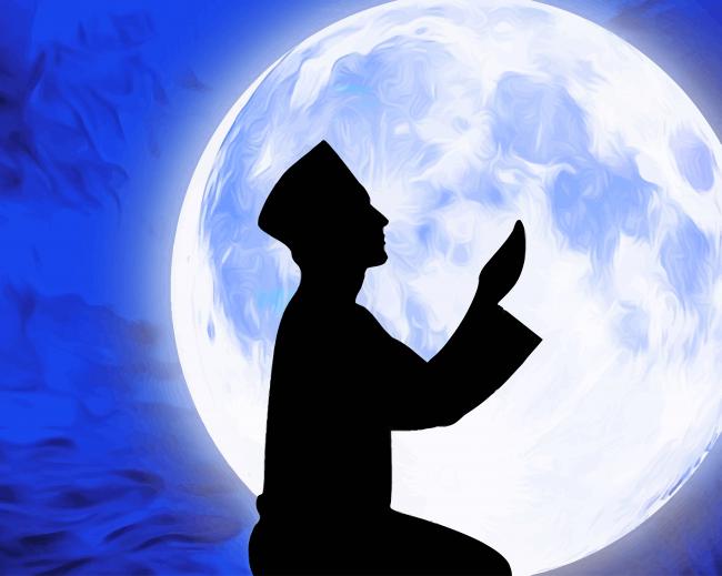 Muslim Man Praying Silhouette Paint by numbers