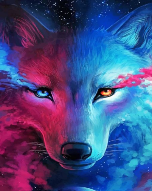 Neon Wolf - Paint By Numbers - Num Paint Kit