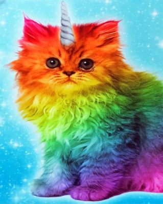 Rainbow Cat - Paint By Numbers - Num Paint Kit