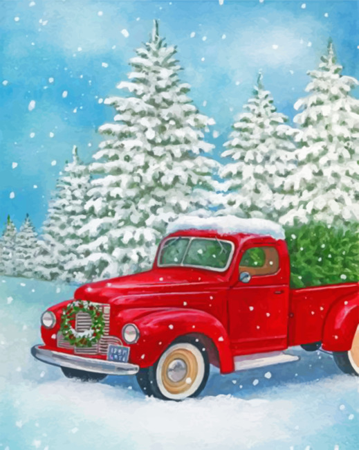 Santa Red Truck Paint by numbers