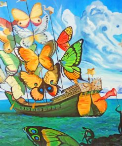 Ship With Butterfly Sails paint by numbers