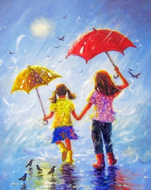 Sisters On A Rainy Day paint by numbers