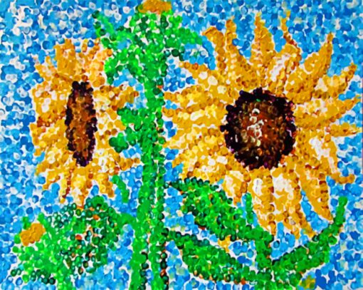 Sunflowers Pointillism Paint by numbers