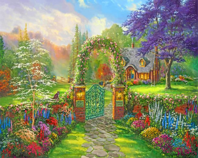Thomas Kinkade Hummingbird Cottage Paint By Number Paint by numbers