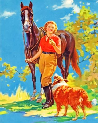 woman and horse 1960s paint by numbers numpaint paint by numbers
