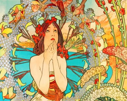 Woman By Alphonse Mucha Paint by numbers