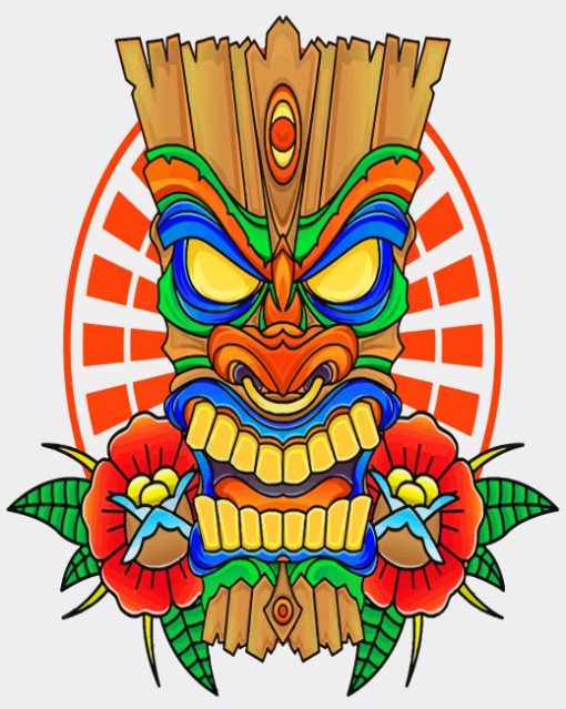 Wooden Tiki Mask Paint by numbers