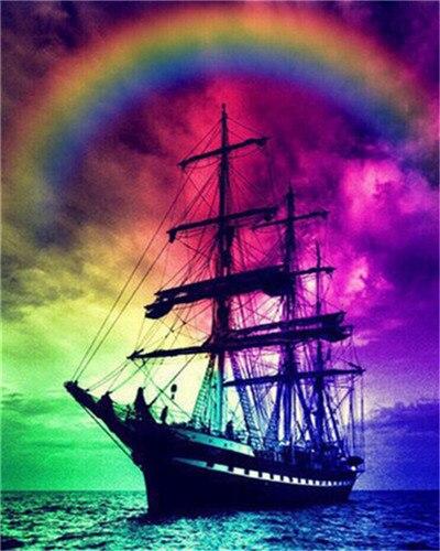 Sailing Ship Rainbow Paint by numbers
