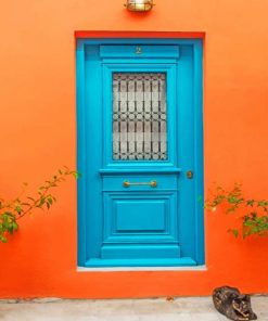 Blue Aesthetic Door paint by numbers