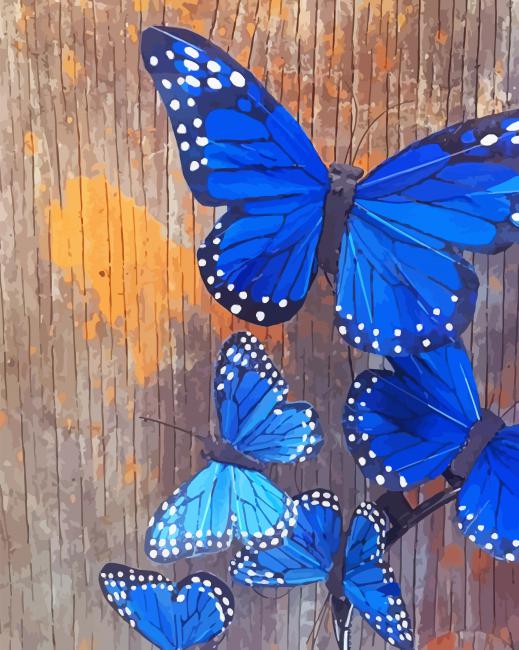 Blue Monarch Butterfly - Paint By Number - NumPaint - Paint by numbers