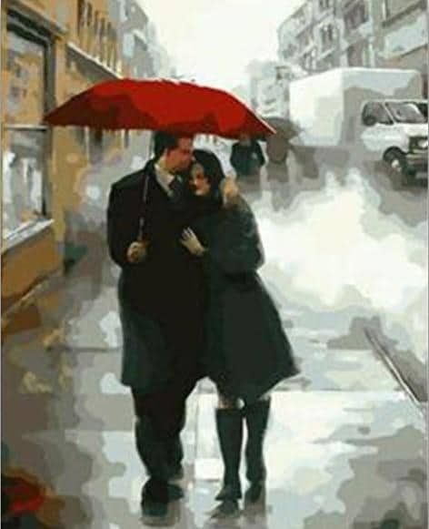 Couple In The Rain Paint by numbers