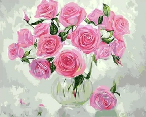 Pink Peony Roses - Paint By Number - Num Paint Kit