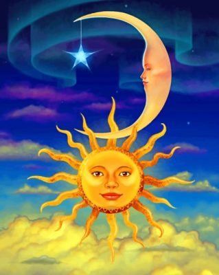 Sun And Moon Art - Paint By Number - NumPaint - Paint by numbers