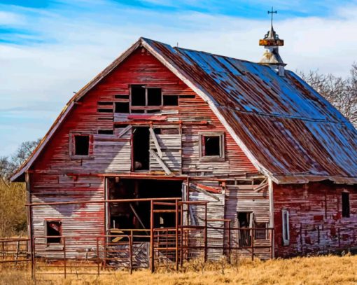 Abandoned Barn paint by numbers