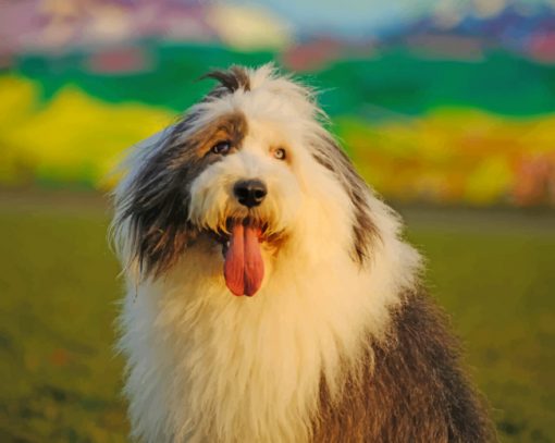 Adorable Old English Sheepdog paint by numbers