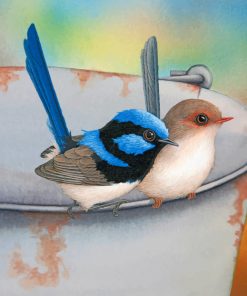 Aesthetic Blue Wren And Brown Bird paint by numbers