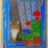Cat Looking Through The Window paint by numbers