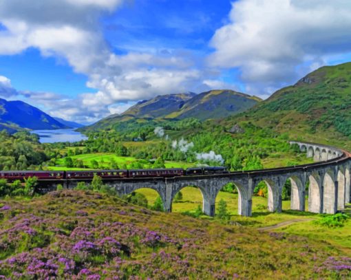 Aesthetic Glenfinnan Viaduct Scotland paint by numbers