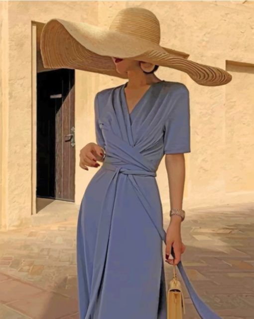 Aesthetic Woman Wearing A Big Sunhat paint by numbers