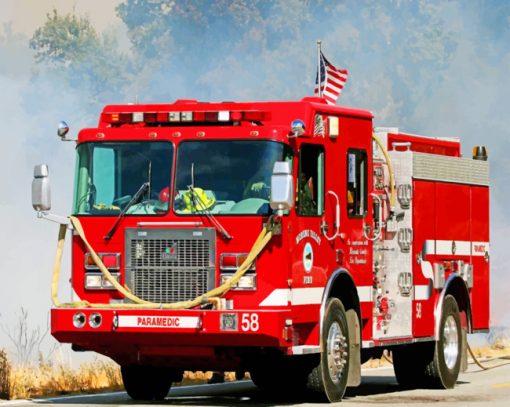 American Fire Truck paint by numbers
