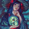Anime Girl Holding A Skull Paint by numbers