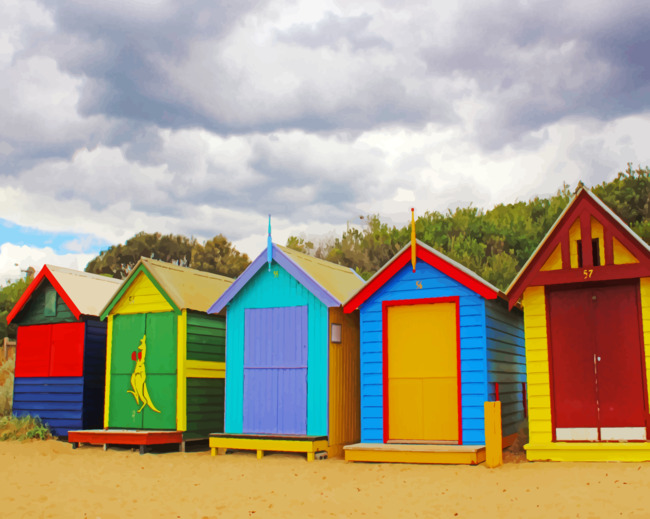 Colorful Beach Hut Paint By Number NumPaint Paint By Numbers