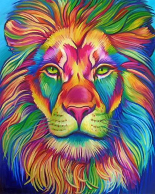 Colorful Lion Animal paint by numbers