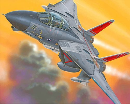 Flying F14 Airplane paint by numbers